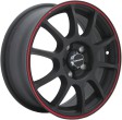 TGRacing TGR001 6x15 5/105 DIA 56.6 matt black red ring