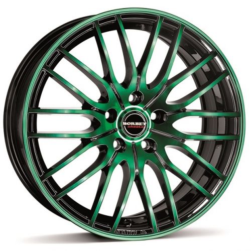 Диски Borbet CW4/5 8x17 5x112 ET48 dia 72,6 black green glossy - 1