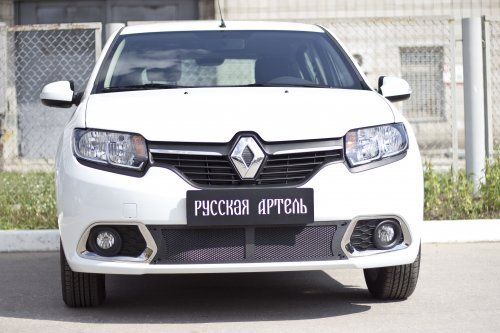 Защитная сетка решетки переднего бампера для Renault Sandero II (2014-2018 ) дорестайлинг - 1