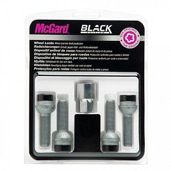 Комплект секреток McGard 28023 SUB болт M12x1,5 полусфера R12 черный (без защитного кольца)
