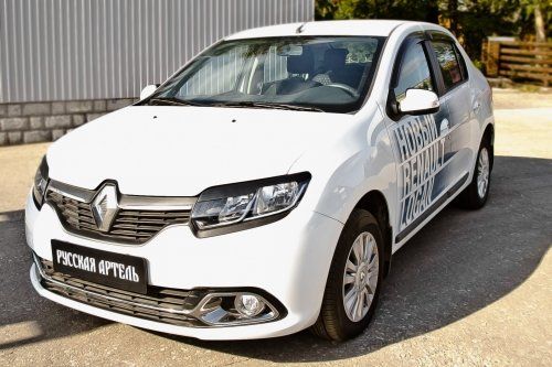 Накладки на передние фары (реснички) компл.-2 шт. для Renault Sandero II (2014-2018 ) дорестайлинг - 1