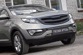 Решетка радиатора с черной сеткой (1 поперечина) Вариант 2 для Kia Sportage (2014-2015)
