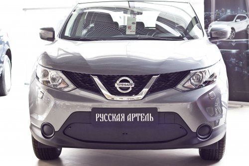 Зимняя заглушка решетки переднего бампера для Nissan Qashqai (2017-2018 J11 ) рестайлинг - 1