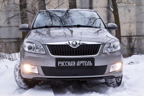 Зимняя заглушка решетка переднего бампера для Skoda Fabia II (2010-2013) - 1