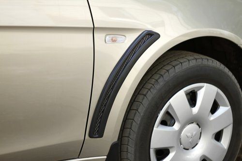 Накладки на передние крылья (с сеткой) для Mitsubishi Lancer X (2011-2014) - 1