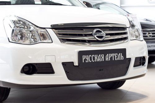 Зимняя заглушка решетки переднего бампера для Nissan Almera (2014-н.в.) - 1