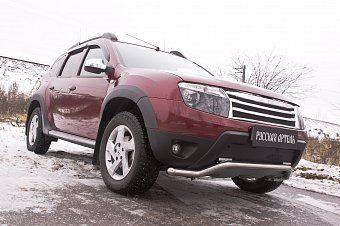 Зимняя заглушка решетки переднего бампера (ДХО+обвес) для Renault Duster (2010-2014)