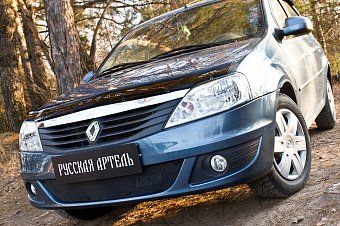 Зимняя заглушка решетки переднего бампера для Renault Logan (2010-2013)