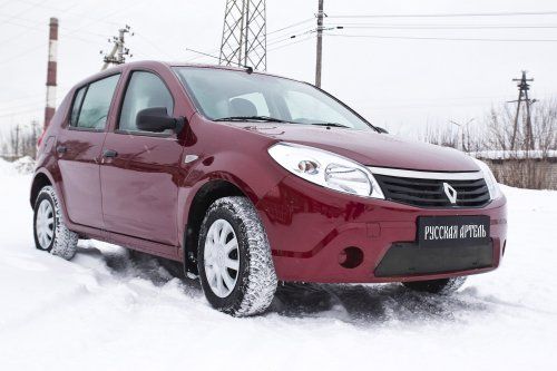 Зимняя заглушка решетки переднего бампера для Renault Sandero (2009-2013) - 1