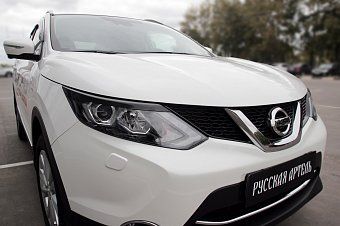 Накладки на передние фары (реснички) компл.-2 шт. для Nissan Qashqai (2014-2016)