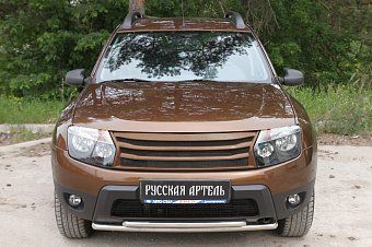 Решетка радиатора с сеткой металлик (4 мм) Вариант 1 для Renault Duster (2015-н.в.)