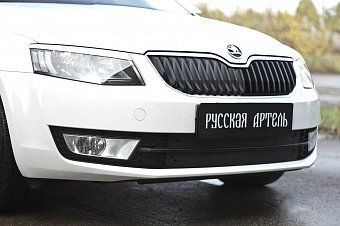 Зимняя заглушка решетки переднего бампера для Skoda Octavia A7 (2017) рестайлинг