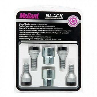 Комплект секреток McGard 38018 SUB болт M14x1,5 полусфера R13 черный (без защитного кольца)