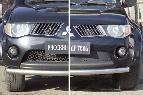 Зимняя заглушка решетки переднего бампера для Mitsubishi L200 (2007-2010) - 1